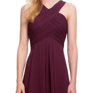 Levkoff crisscross neck chiffon a-line dress